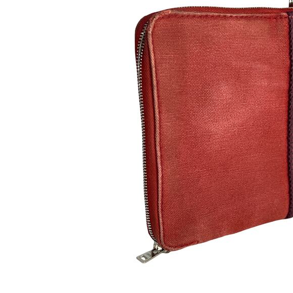 Hermès Paris Fourre Tout GM Red Canvas Zip Around Wallet with Stripe Card Slots - Picture 12 of 16
